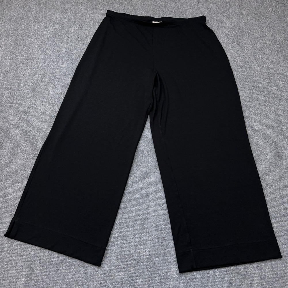 J. Jill Wide Leg Pants Women's Large Black Stretch Knit Cropped High Rise 26"